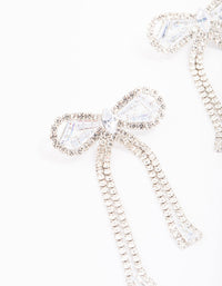 Rhodium Large Diamante Bow Drop Earrings - link has visual effect only