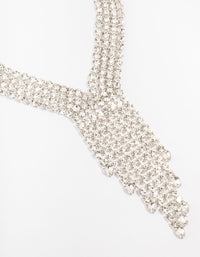 Rhodium Multi Row Diamante Necklace - link has visual effect only