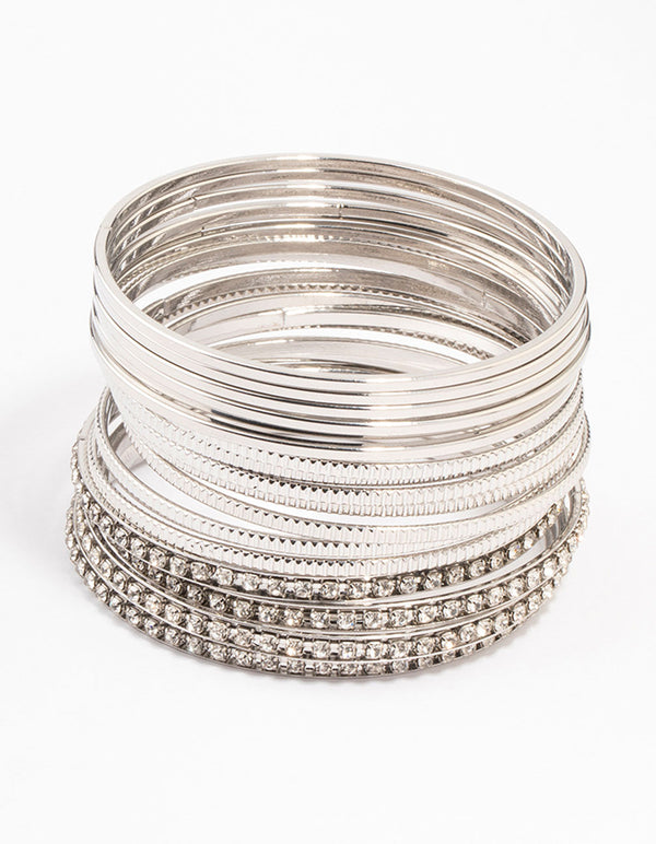 Rhodium Bangles Multipack