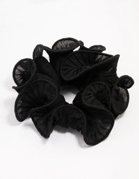 Black Fabric Crinkle Statement Hair Scrunchie - link has visual effect only