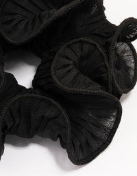 Black Fabric Crinkle Statement Hair Scrunchie - link has visual effect only