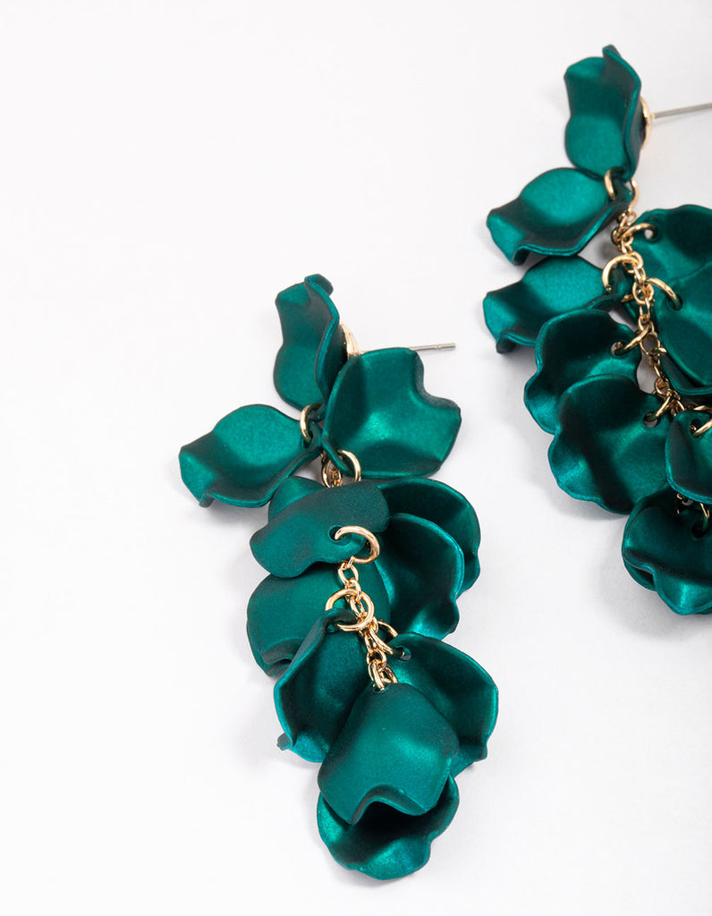 Green Iridescent Petal Drop Earrings