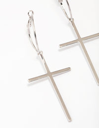 Rhodium Luxe Cross Hoop Earrings - link has visual effect only