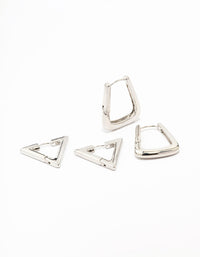 Rhodium Triangular Hoop Earring Pack - link has visual effect only