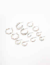 Rhodium Twisted Chain Hoop Earring 6-Pack - link has visual effect only