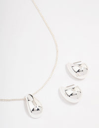 Silver Puffy Pear Jewellery Set - link has visual effect only