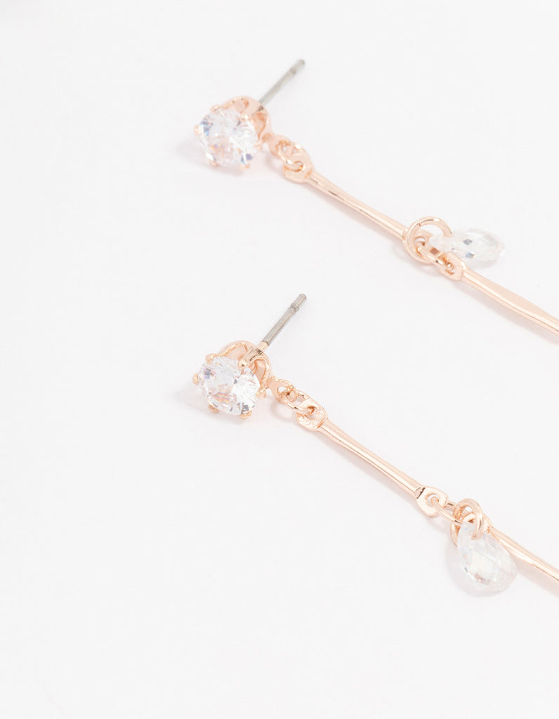 Rose Gold Cubic Zirconia Drop Earrings