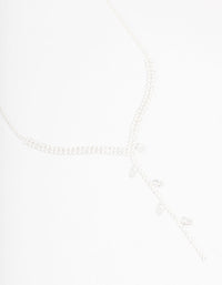 Silver Cubic Zirconia Leaf Trail Y Necklace - link has visual effect only