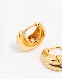 Gold Plated Ribbed Hoop Earrings - link has visual effect only