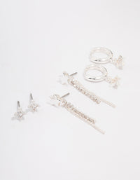 Silver Plated Star Chain Earring 3-Pack - link has visual effect only