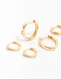 Gold Plated Graduating Cubic ZIrconia Hoop Earrings - link has visual effect only