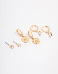 Gold Plated Molten Star Drop Earring 3-Pack - link has visual effect only