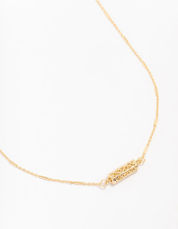 Gold Plated Station Barell Necklace