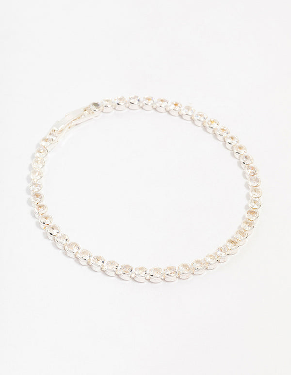 Silver Plated Single Classic Tennis Bracelet