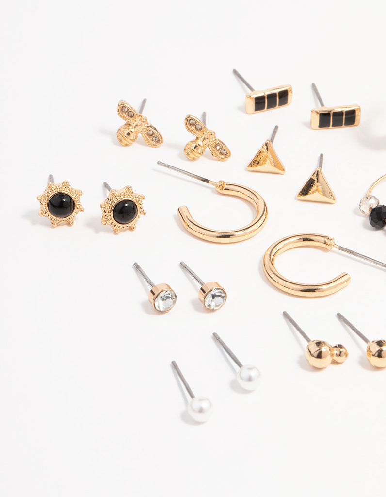 Gold Mixed Stud Earring Pack