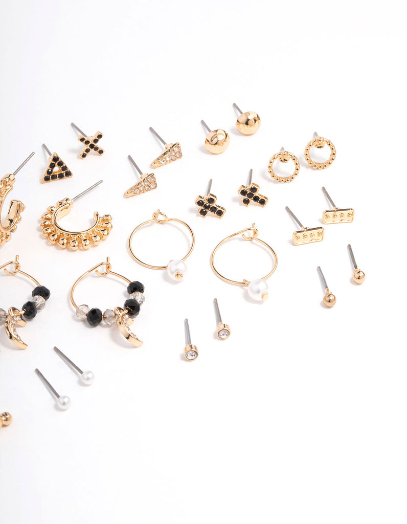 Gold Mixed Stud Earring Pack