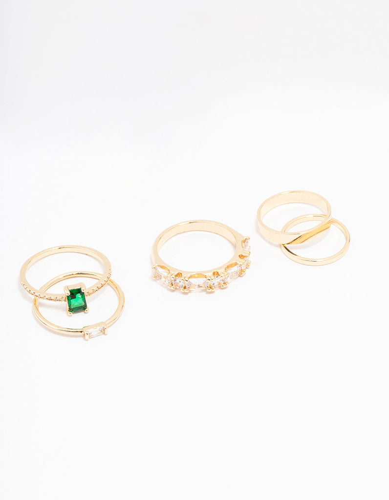 Gold Cubic Zirconia Bling Bag Rings 5-Pack