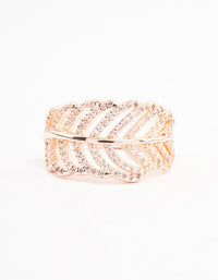 Rose Gold Leaf Band Cubic Zirconia Ring - link has visual effect only