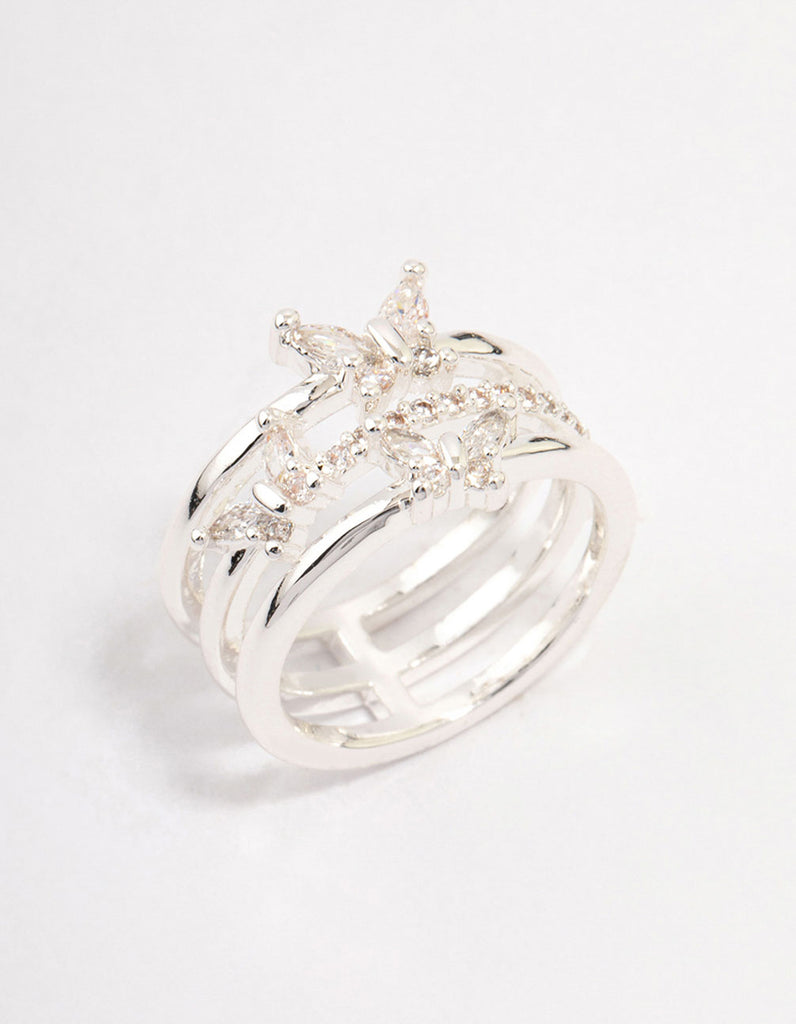 Silver Plated Butterfly Band Ring