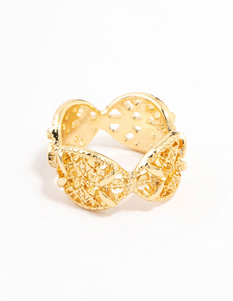 Gold Plated Filigree Oval Band Ring