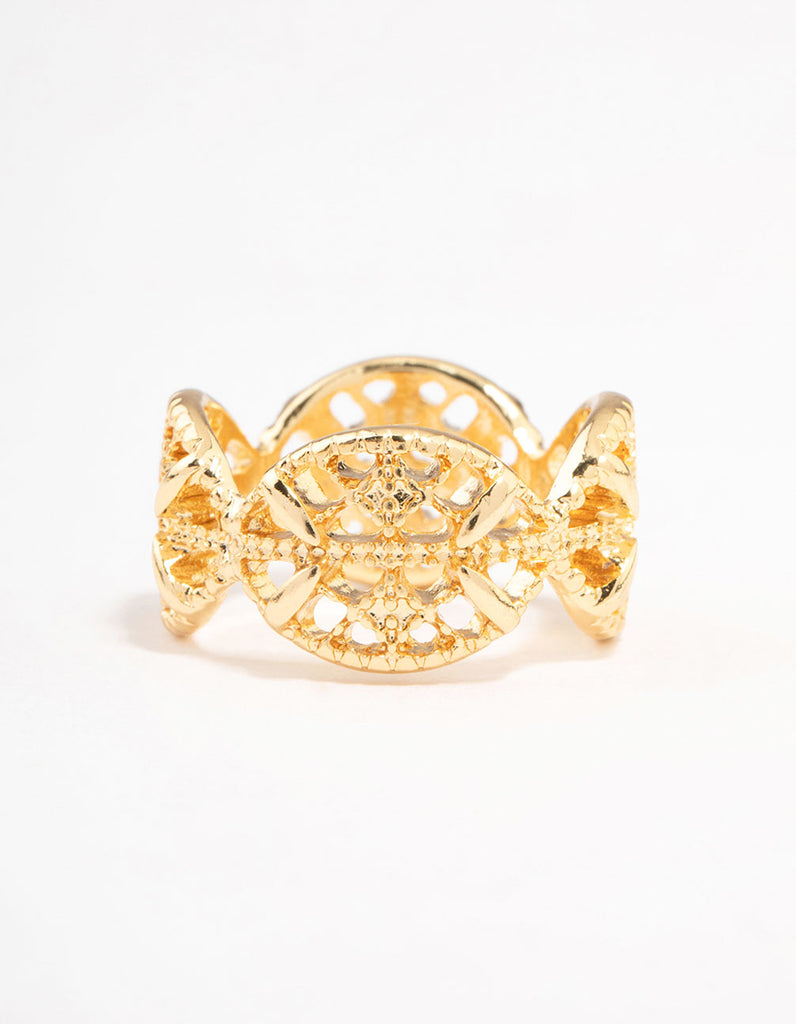 Gold Plated Filigree Oval Band Ring