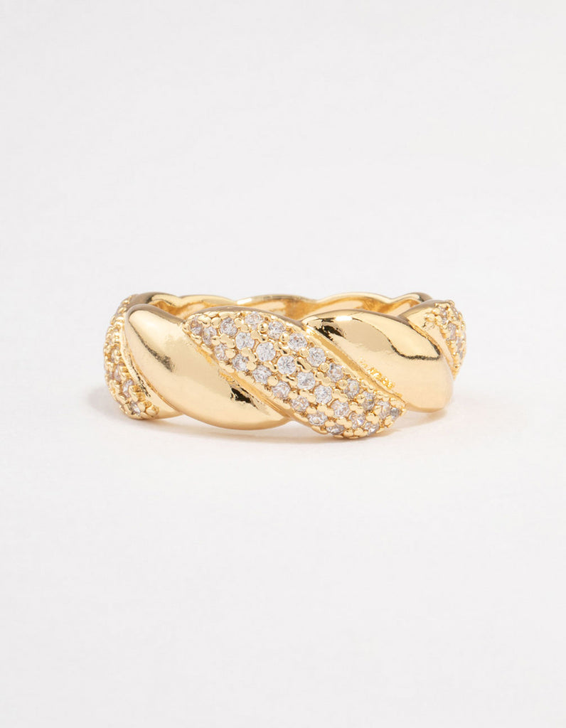 Gold Plated Cubic Zirconia Braided Ring