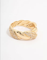 Gold Plated Cubic Zirconia Braided Ring - link has visual effect only