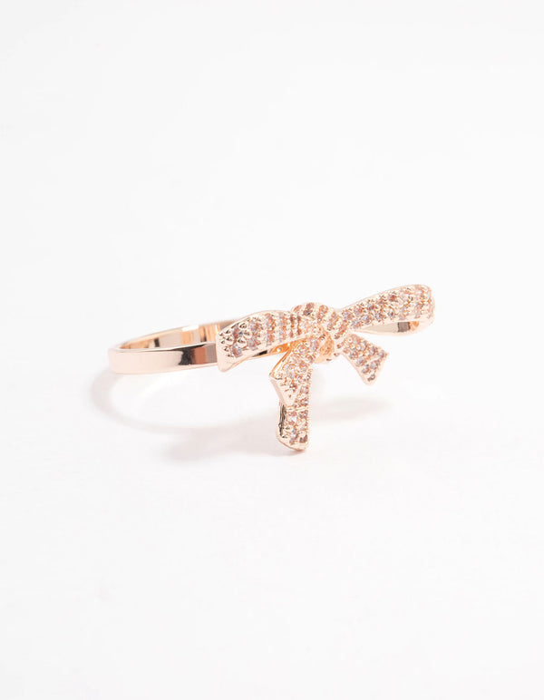 Rose Gold Cubic Zirconia Bow Ring
