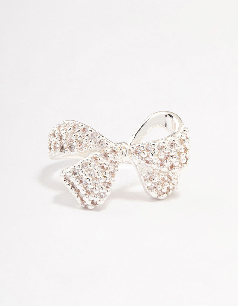 Silver Plated Precious Bow Ring