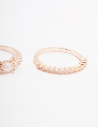 Rose Gold Plated Fine Marquise Stacking Ring 3-Pack - link has visual effect only