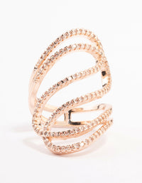 Rose Gold Lovely Ribbon Cubic Zirconia Cocktail Ring - link has visual effect only