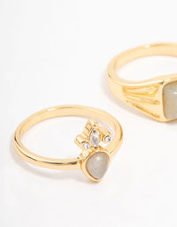 Gold Plated Square Pear Stacking Ring Pack - link has visual effect only