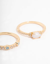 Gold Plated Oval Bezel Stacking Rings - link has visual effect only