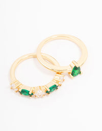 Gold Plated Alternating Cubic Zirconia Pear Stacking Ring Pack - link has visual effect only