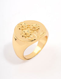 Gold Plated Floral Signet Ring - link has visual effect only