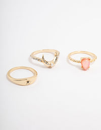 Gold Plated Celestial Pear Stacking Ring Pack - link has visual effect only