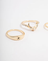 Gold Plated Celestial Pear Stacking Ring Pack - link has visual effect only