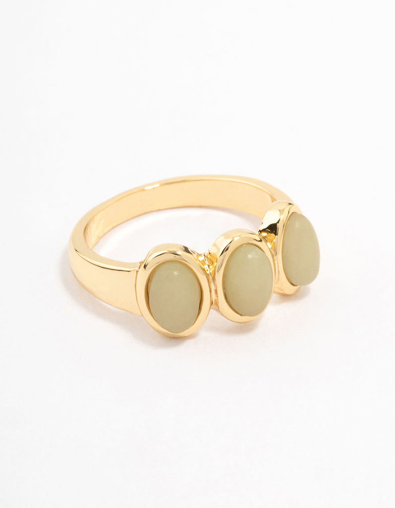 Gold Plated Trio Oval Stone Ring