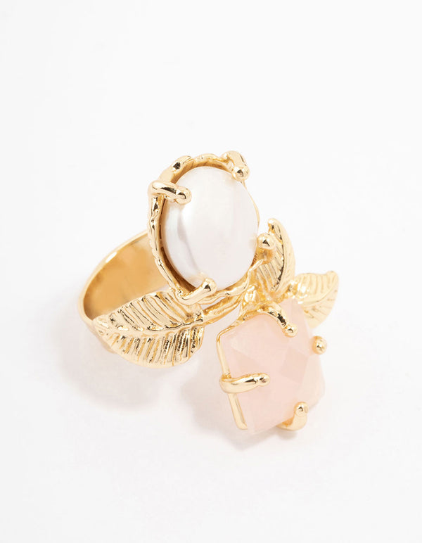 Gold Plated Vintage Floral Cocktail Ring