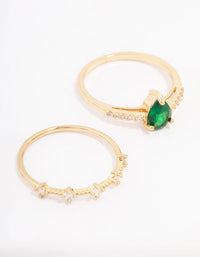 Gold Plated Elegant Pear Triple Stacking Ring - link has visual effect only
