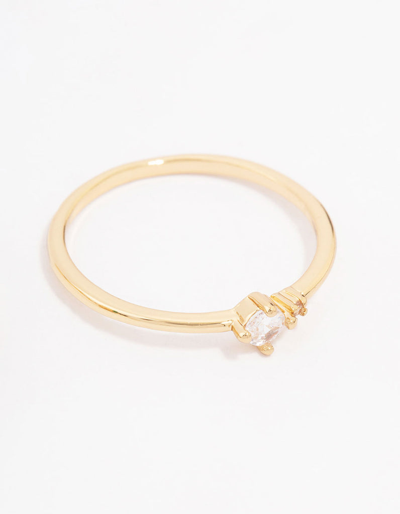 Gold Plated Elegant Pear Triple Stacking Ring