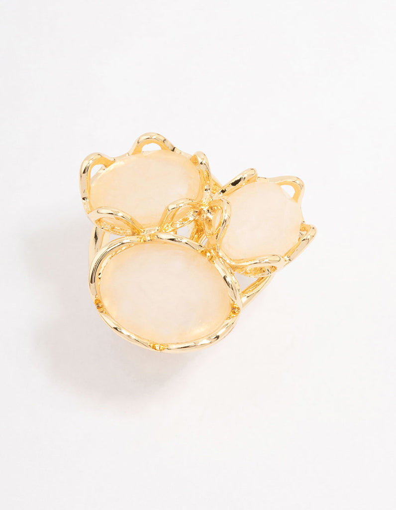 Gold Plated Statement Semi-Precious Trio Ring