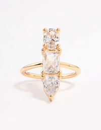 Gold Plated Linear Cubic Zirconia Row Ring - link has visual effect only