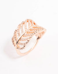 Rose Gold Leaf Band Cubic Zirconia Ring - link has visual effect only