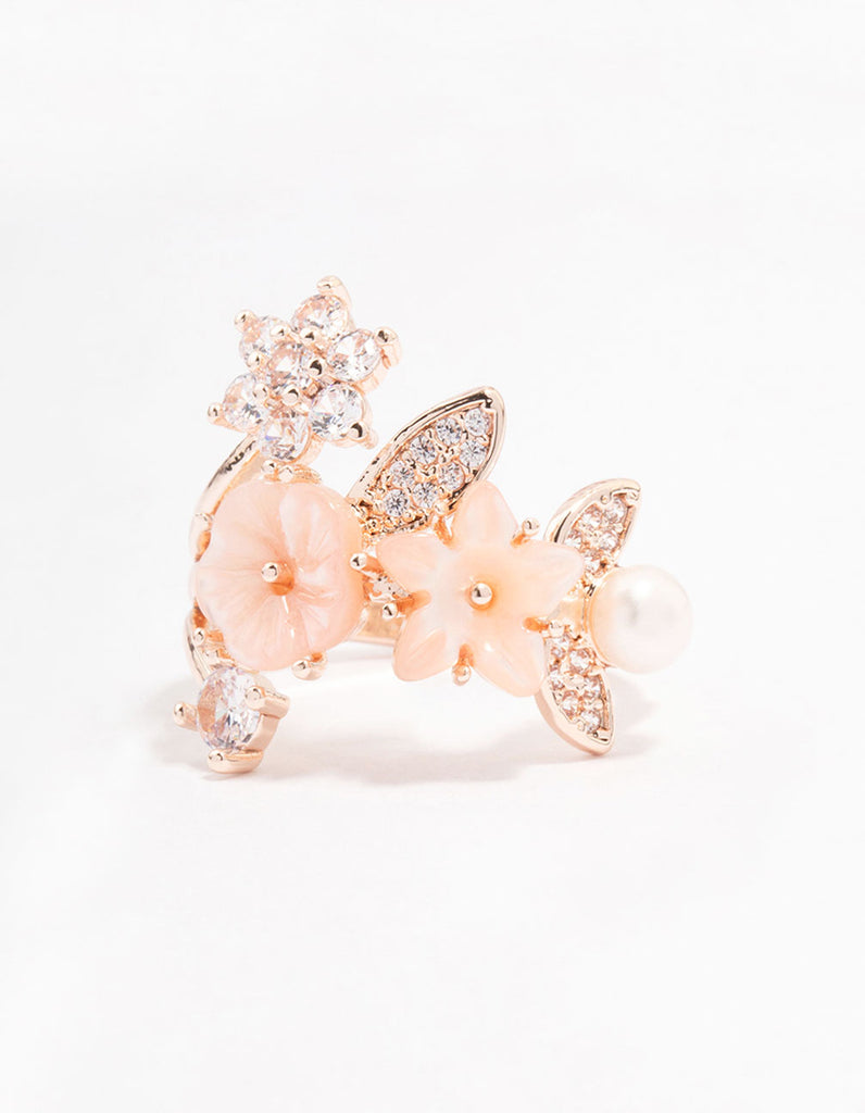 Rose Gold Plated Floral Bouquet Ring