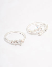 Silver Plated Floral Stone Stacking Rings - link has visual effect only