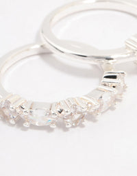 Silver Plated Alternating Pear Stacking Rings - link has visual effect only