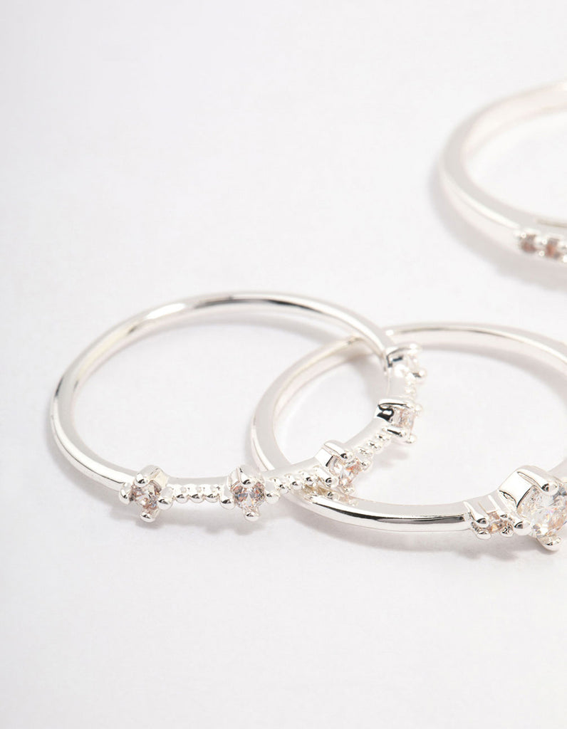 Silver Plated Elegant Stacking Ring 3-Pack