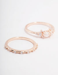 Rose Gold Plated Fine Marquise Stacking Ring 3-Pack - link has visual effect only