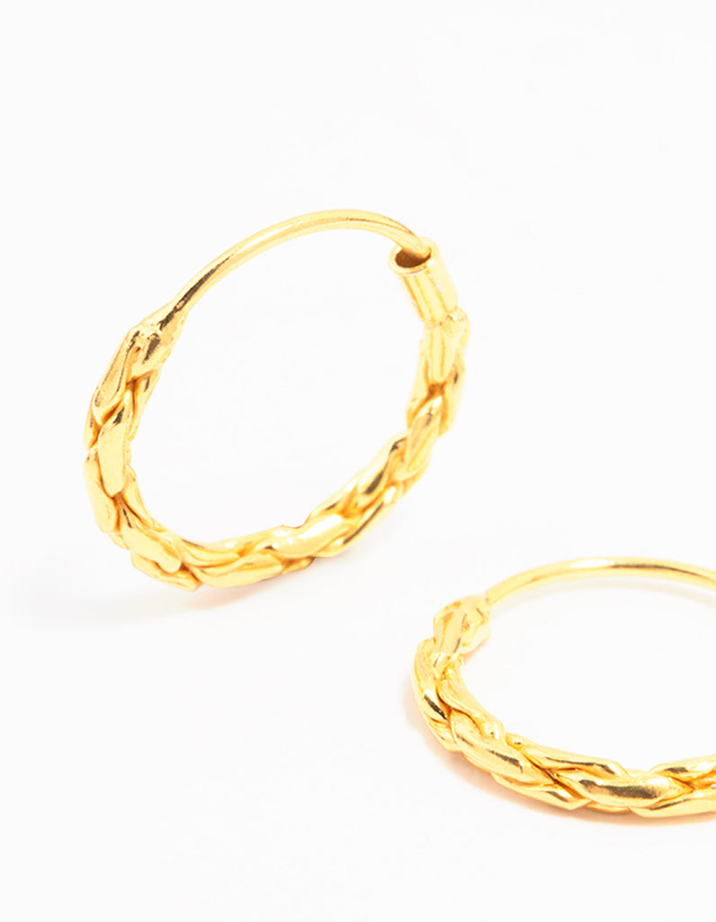 Gold Plated Sterling Silver Twisted Hoop Earrings